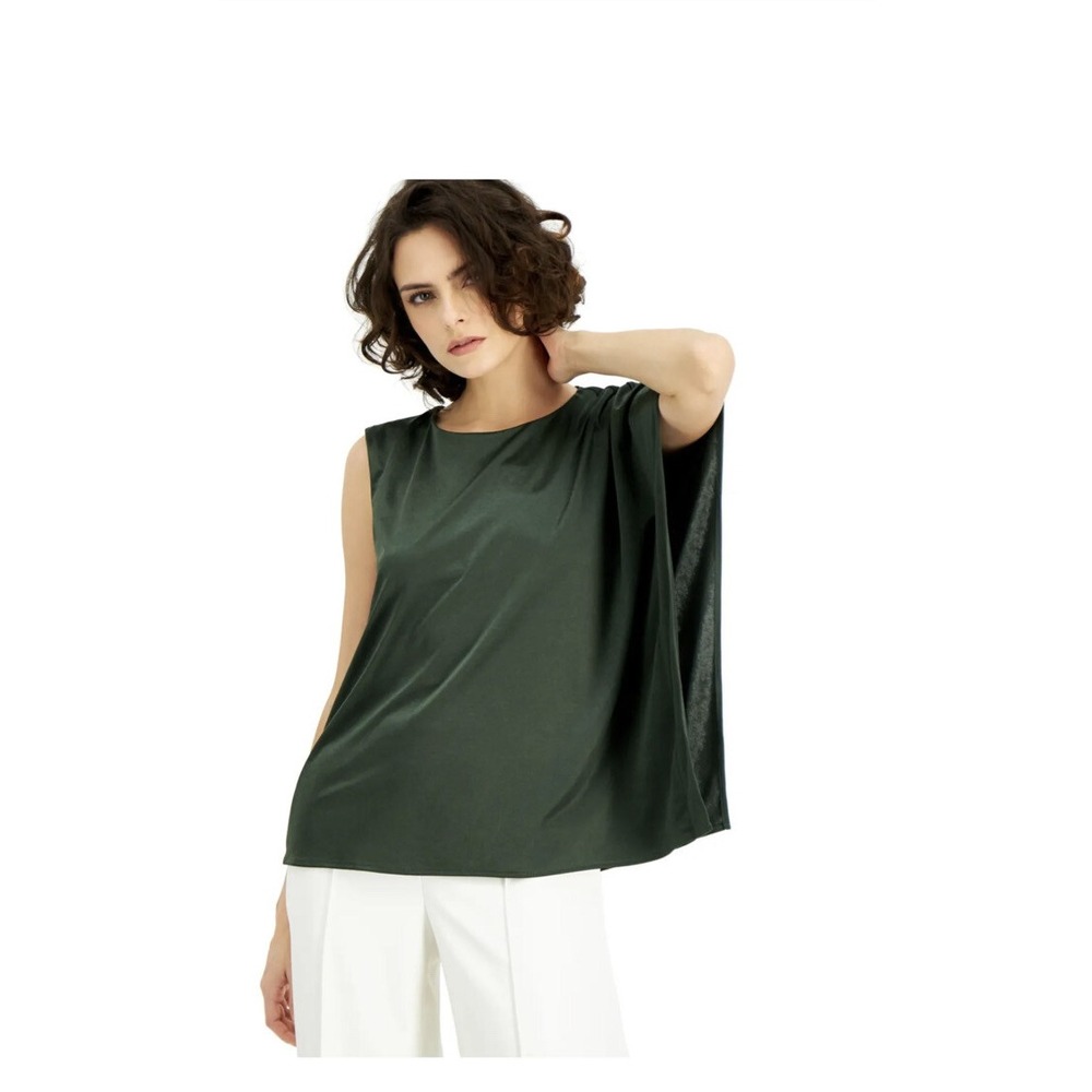 Alfani Elements Womens Green One Shoulder Crew Neck Top English Ivy Size L NWT